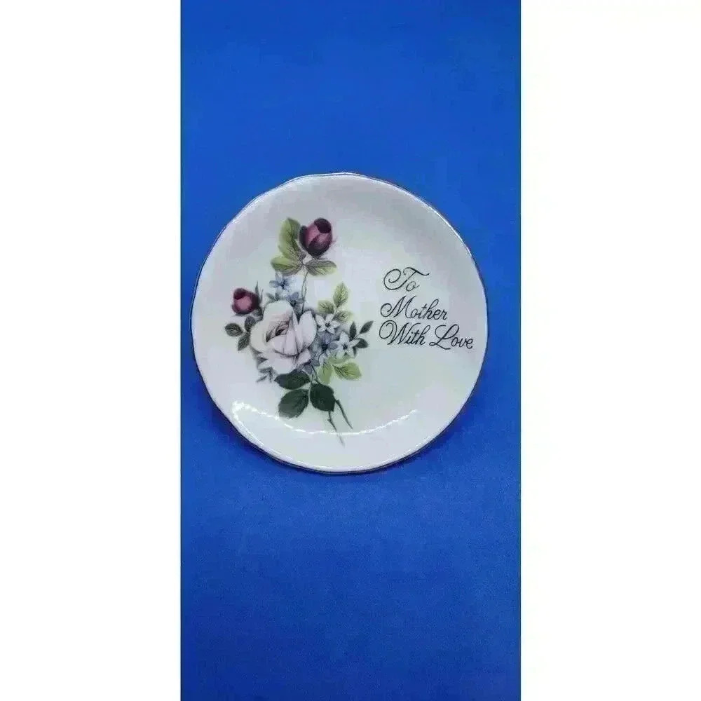 Vintage 2 Pc Miniature Tea Cup & Saucer Set Roses To Mother With Love Japan 50s - Picture 6 of 9